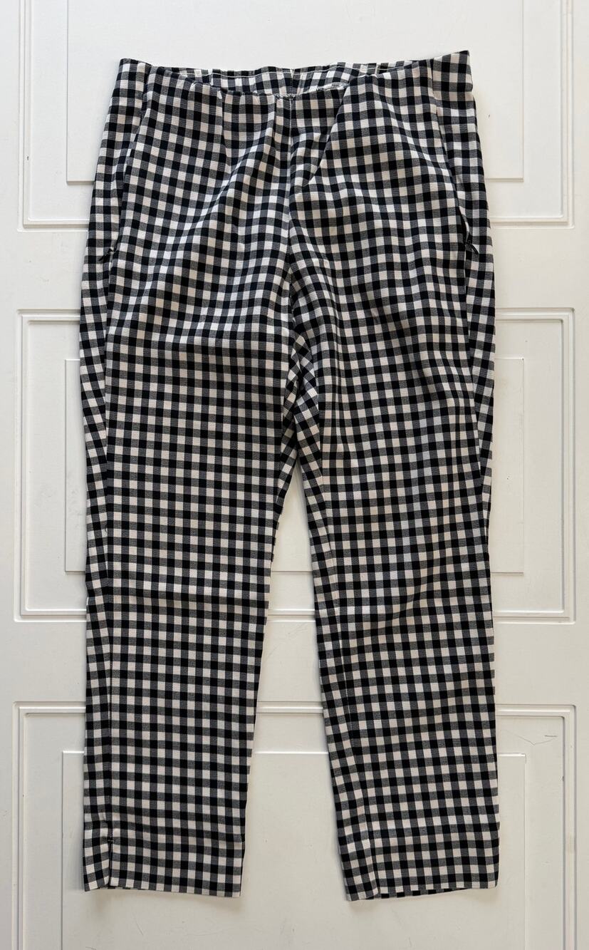 J. Jill Essential Cotton Stretch Sz 6P Petite Black White Plaid Trousers Pants